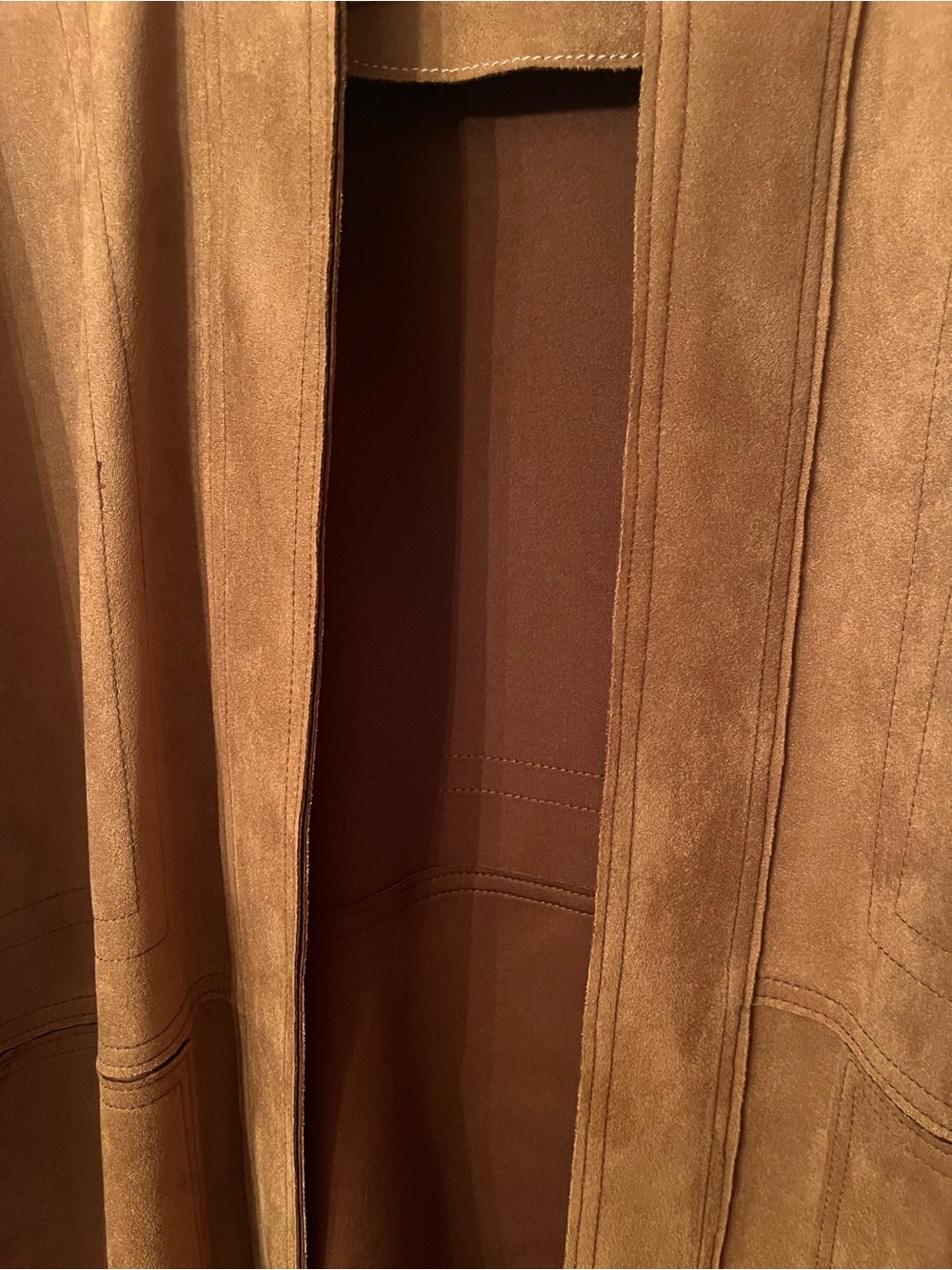 By Anthropologie Cognac Faux Suede Kimono Jacket - Size L - Picture 11 of 13